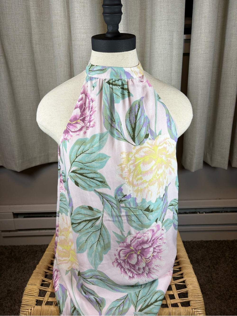 Forever 21 Pastel Floral Halter Top - Pink, Mint & Yellow